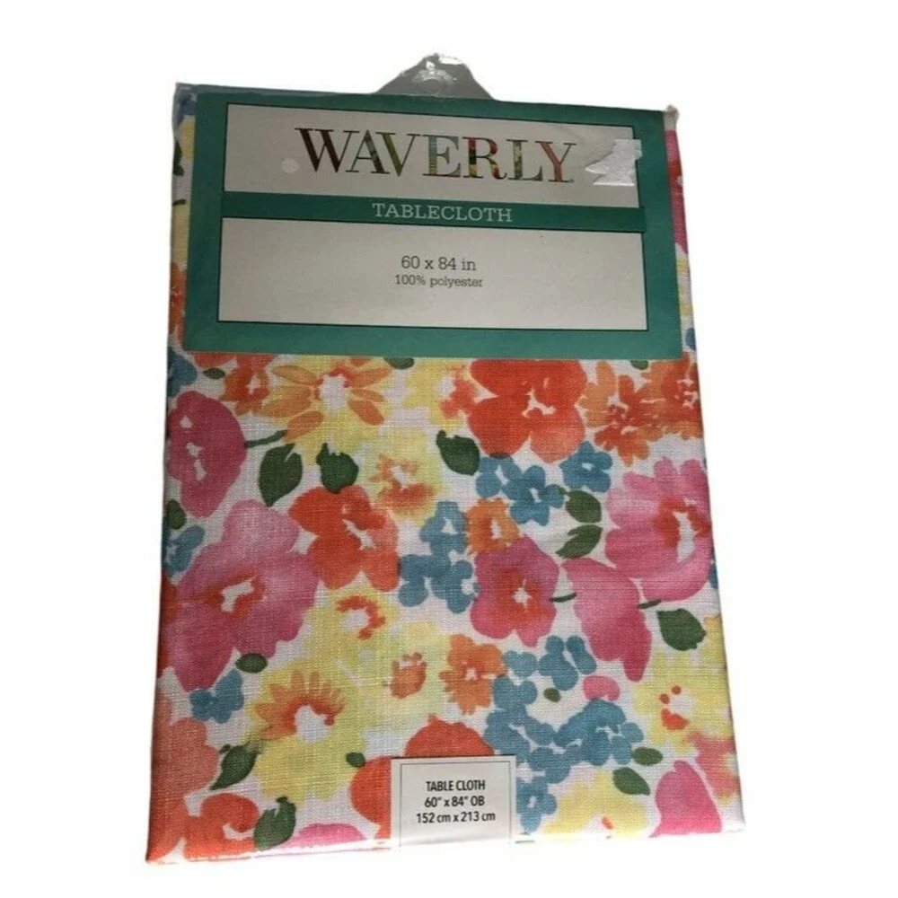 Waverly Fabric Tablecloth Shi Shi Spring Summer Floral 60x84 Oblong Easy Care